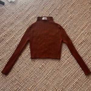 Cropped rust colored turtle neck